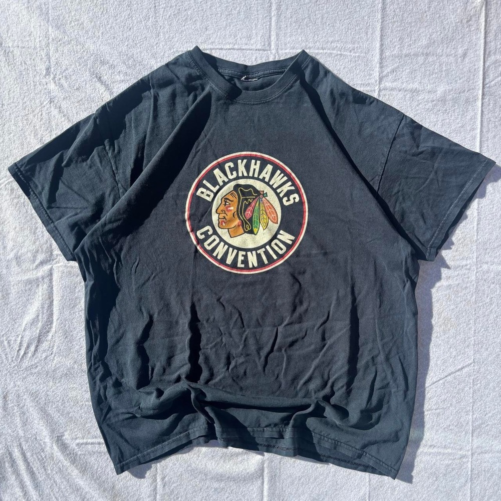 Black Chicago Blackhawks Convention Graphic T-Shirt